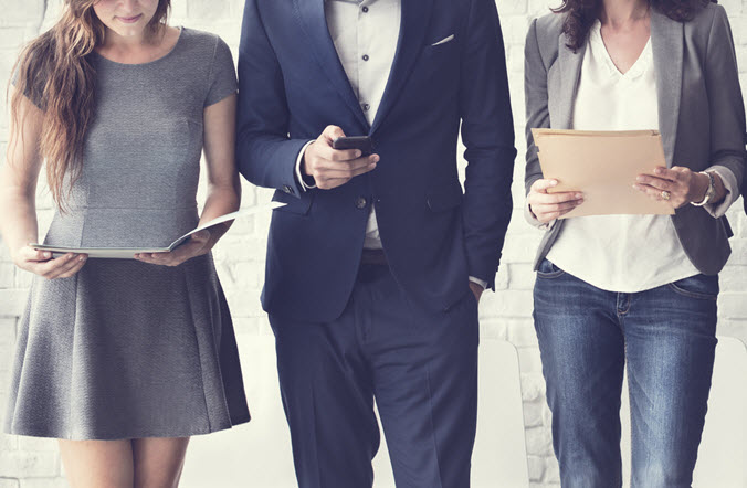 employees waiting in line